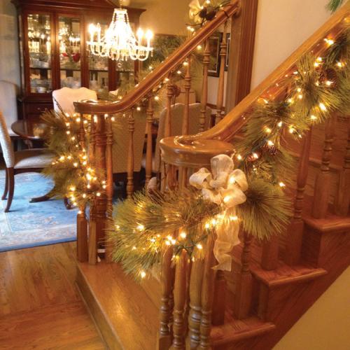 Staircase with decorated banister